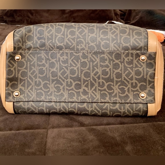 Calvin Klein Signature Monogrammed Satchel (Brown) - Picture 5 of 7